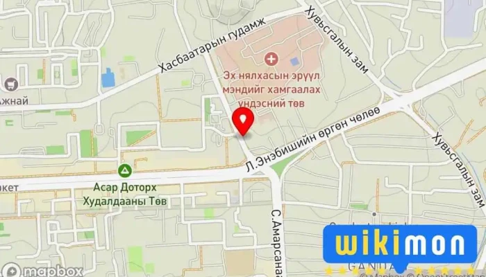 гэсэн газрын зураг Ахуй Үйлчилгээний ордон Bus stop дээр Улаанбаатар