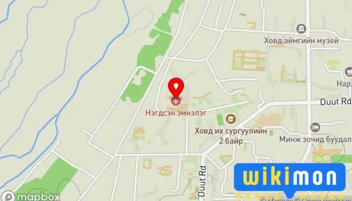 гэсэн газрын зураг Баруун Бүсийн Эмчилгээ, Оношлогооны Төв Нэгдсэн эмнэлэг, Эмнэлэг дээр Ховд