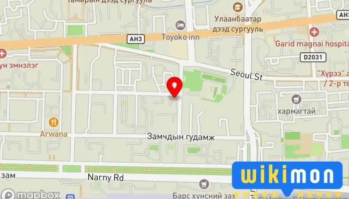 гэсэн газрын зураг Bayangol Civil District Court Хотын Шүүх дээр Улаанбаатар