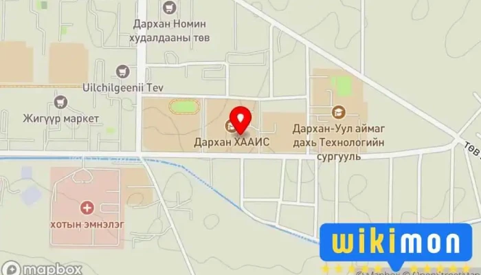 гэсэн газрын зураг Дархан-ХААИС Сургууль дээр Дархан