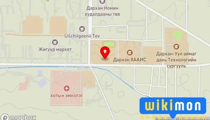 гэсэн газрын зураг Дархан Политехник Коллеж 1 дүгээр байр Дээд сургууль дээр Дархан
