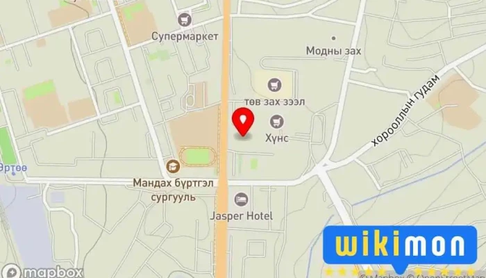 гэсэн газрын зураг Дархан-Уул аймгийн Татварын хэлтэс Засгийн газрын байшин, Хотын Удирдлагын Оффис дээр Дархан
