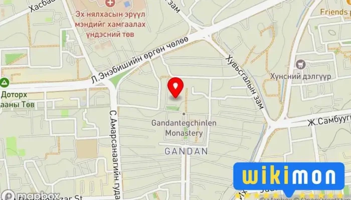 гэсэн газрын зураг Gandan Kiidiin Zahirgaa Буддагийн сүм дээр Улаанбаатар