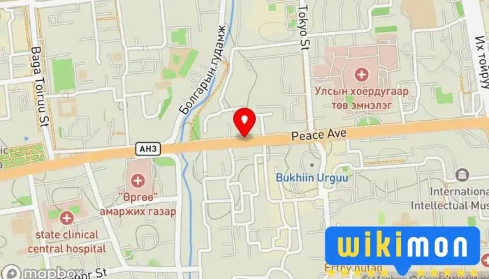 гэсэн газрын зураг Хөдөлмөрийн яам Bus stop дээр Улаанбаатар