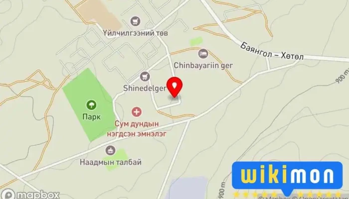 гэсэн газрын зураг Хөтөл сумын Цахилгаан холбооны газар Шуудан дээр Хөтөл