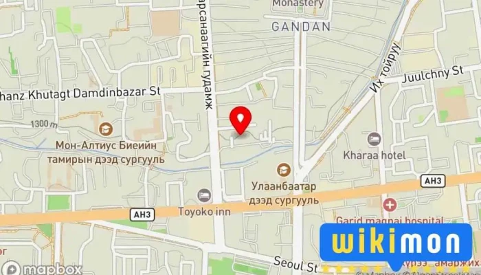гэсэн газрын зураг Мандах лицей ахлах сургууль Сургууль дээр Улаанбаатар