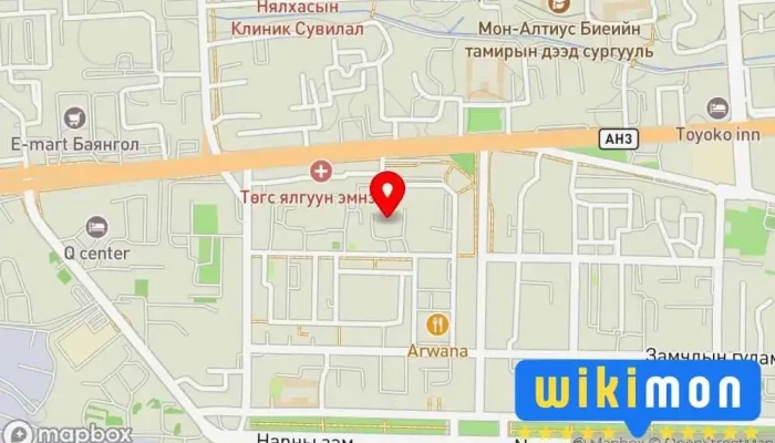 гэсэн газрын зураг Улсын тэргүүний Ган зам 20-р сургууль Сургууль дээр Улаанбаатар