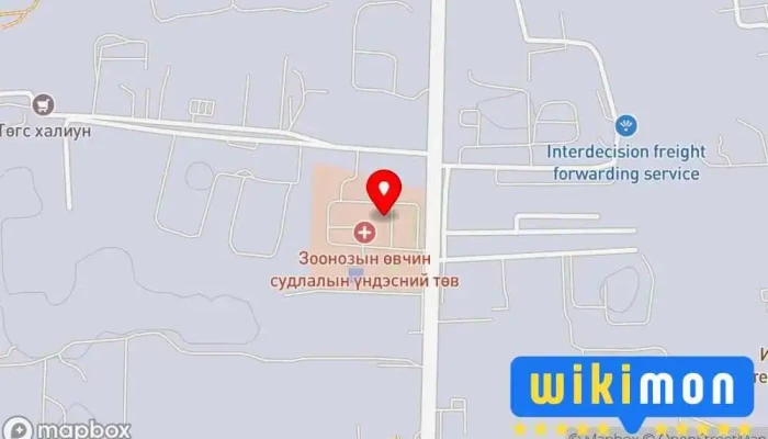 гэсэн газрын зураг Зоонозын өвчин судлалын үндэсний төв Эмнэлэг дээр Улаанбаатар