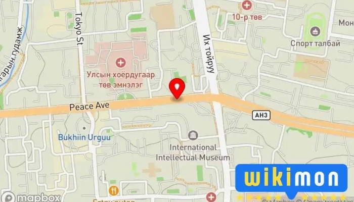 гэсэн газрын зураг Зүүн 4 зам Bus stop дээр Улаанбаатар